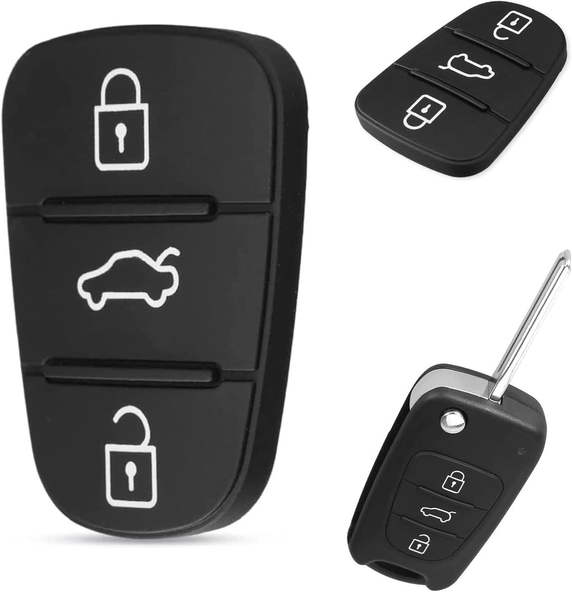 SnelShoppen - 2-delige Auto Sleutelhoes Geschikt voor Hyundai i30, i20, Rubber Vervangingshoes, Keyless Go Bescherming, Sleutelaccessoires, Sleutel Ca