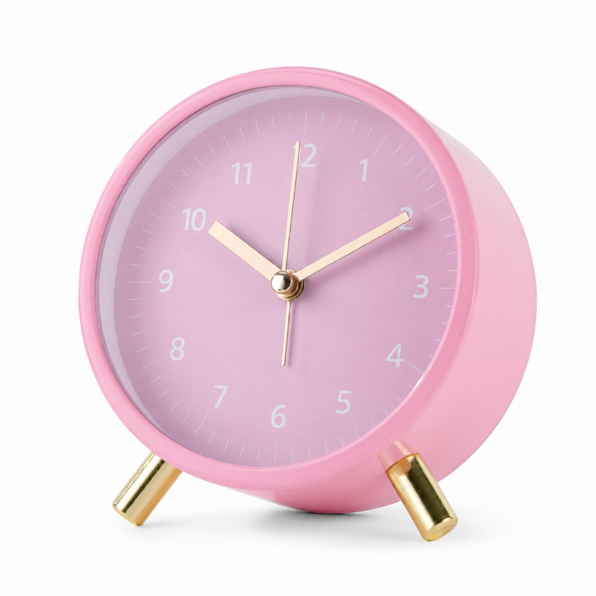 Bobypet - Analoge Wekker Stil Geen Getik - Kinderwekker met Nachtlampje - Moderne Stille Tafelklok Ronde Retro Metaal Batterijgedreven - Roze