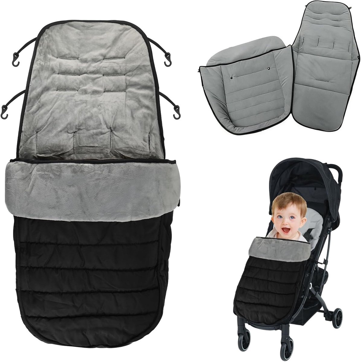 SnelShoppen - Voetenzak kinderwagen Winter, Universele voetenzak voor babyzitje, Hoogwaardige Oxford stof, Wasbare voetenzak met rits, Ideaal voor her