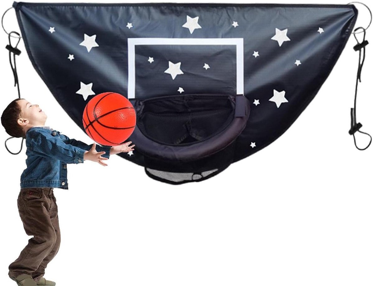 Trampoline Basketbalbord - Dunk Hoop - Buiten Spelen - Snelle Installatie - 96 x 40 cm - Zwart