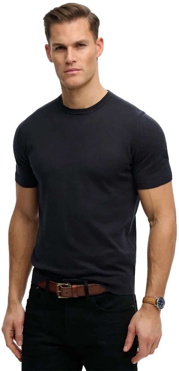 Superdry Premium Gebreide T-shirt Heren T-shirts Blauw