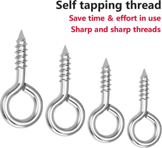 20pcs Screw Hooks 27mm Metal Eye Screw Self Tapping Ring Hooks Carbon Steel Eye Hooks for Wood Craft Furniture - ShopVlot — afbeelding 3