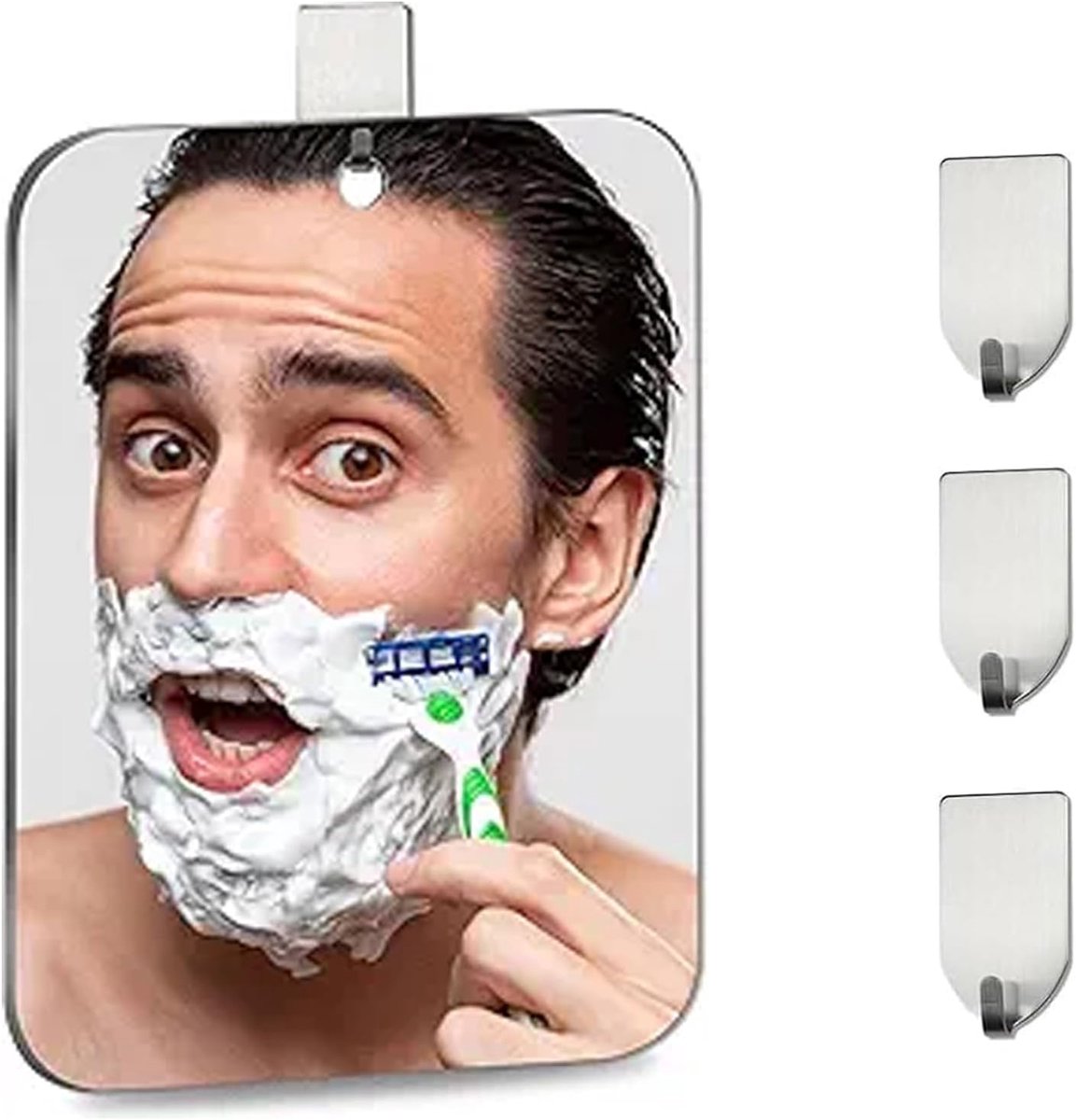SnelShoppen - Grote Kaderloze Douche Spiegel Antivolg Badkamer Spiegel Wandgemonteerde Spiegel Voor Vrouwen Mannen Camping Spiegel Met Muurstickers