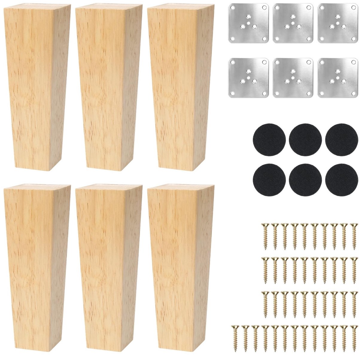 Omgoods - Set van 6 Houten Tafelpoten van 15 cm