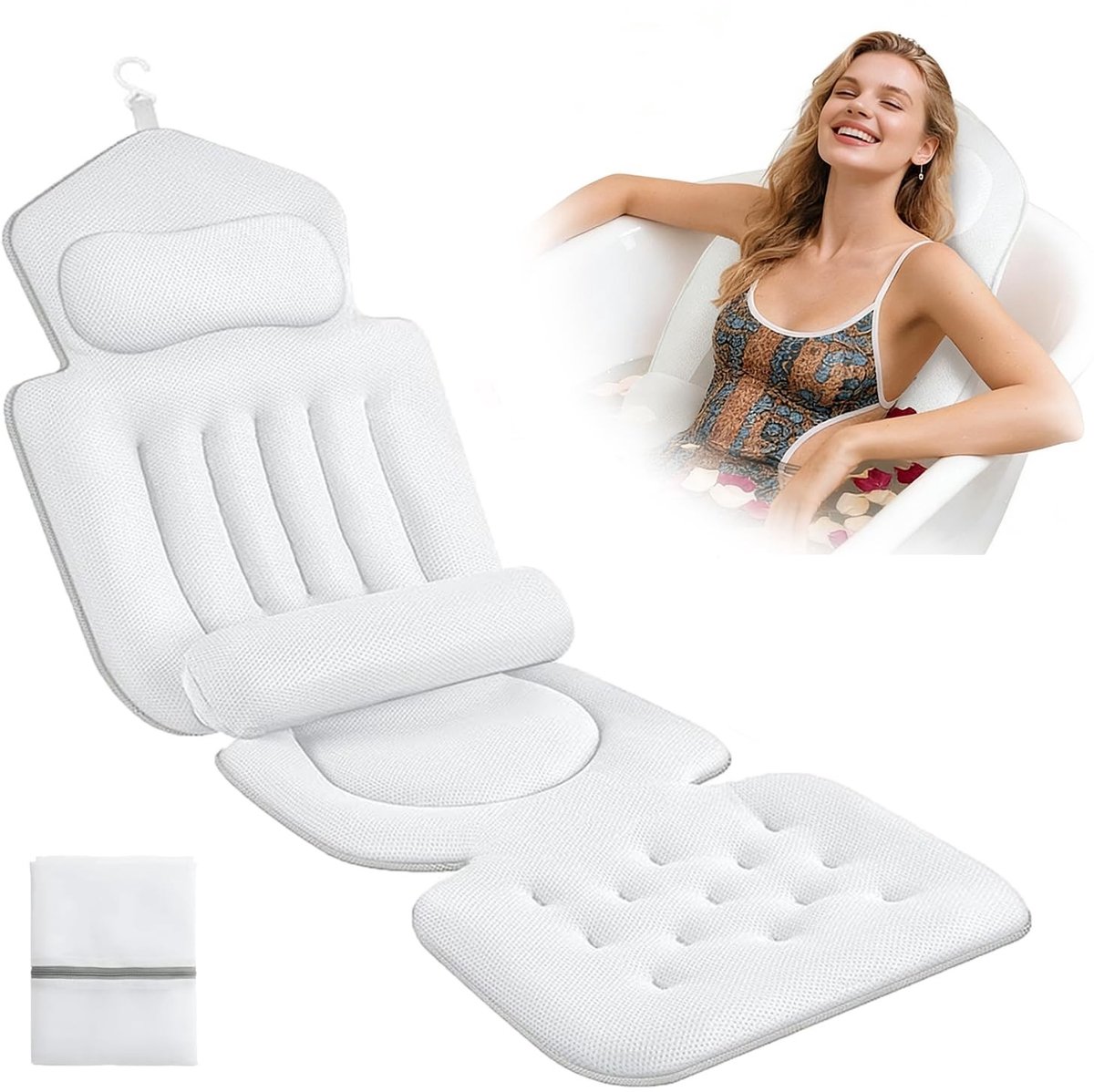 Omgoods - Ergonomische Badkussen met Suction Cups en Lendensteun, 133 x 40 cm