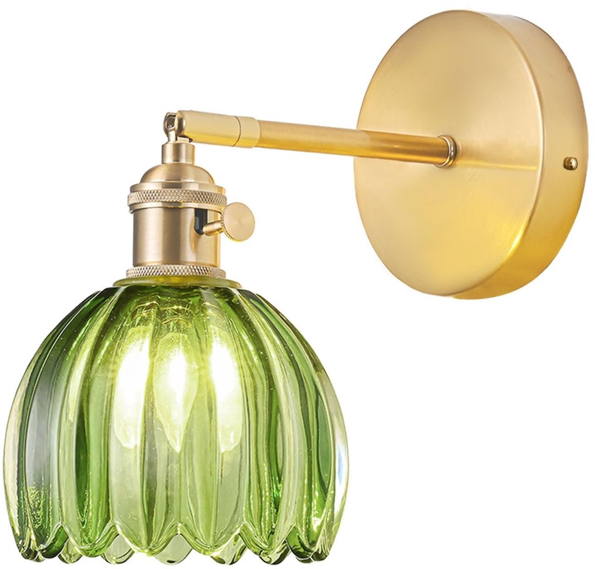 Omgoods - Vintage Wandlamp met Groene Tulpenvormige Lampenkap
