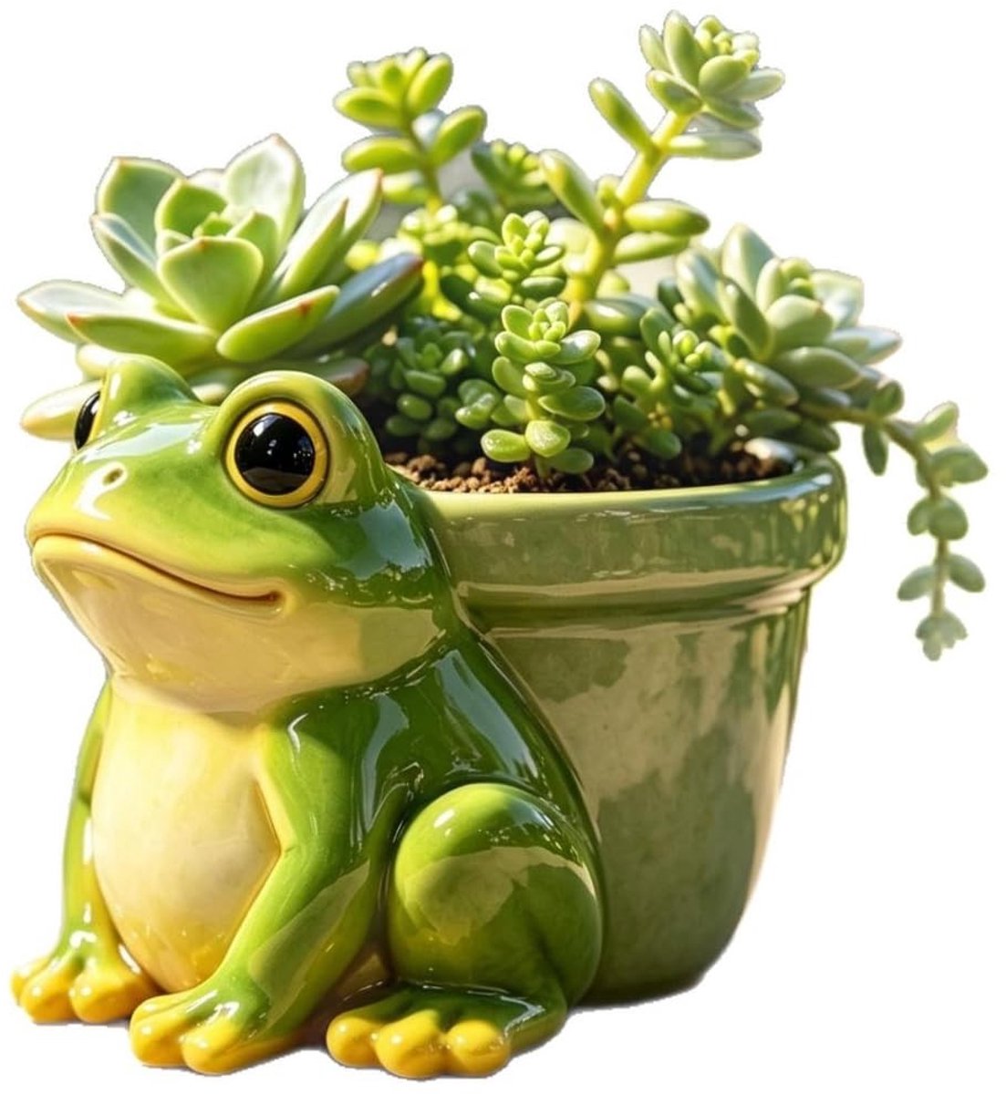 Omgoods - Kikkervormige Hars Bloempot - Grappige Tuinkabouter Decoratie voor Binnen en Buiten