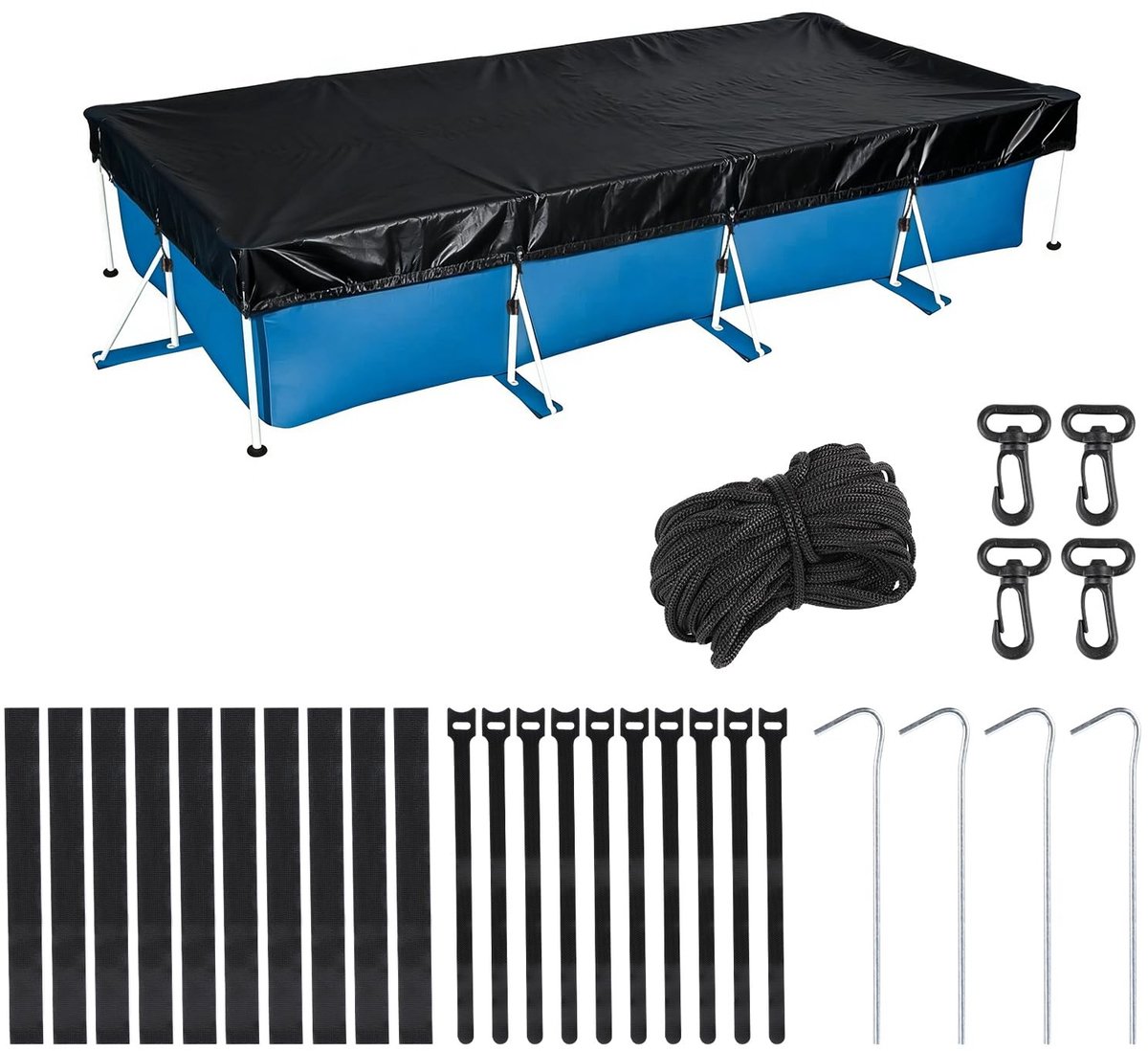 Omgoods - Winterafdekzeil voor Zwembad, 220 x 150 cm, UV-bestendig