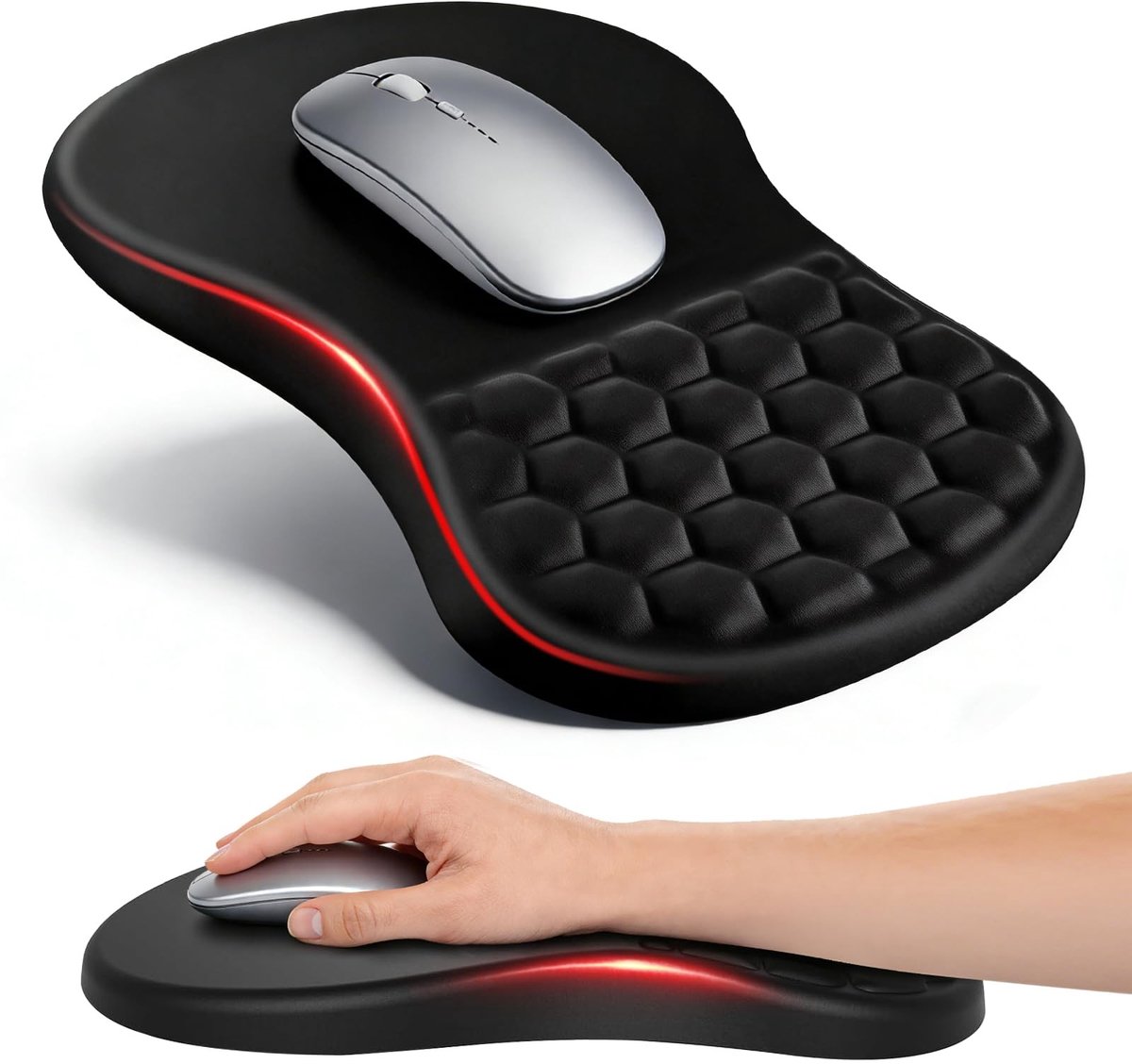Omgoods- Muismat Ergonomisch - Muismat met Polssteun - Muismat Gaming - Muismat Antislip - Muismat 30x20 cm - Traagschuim Kussen