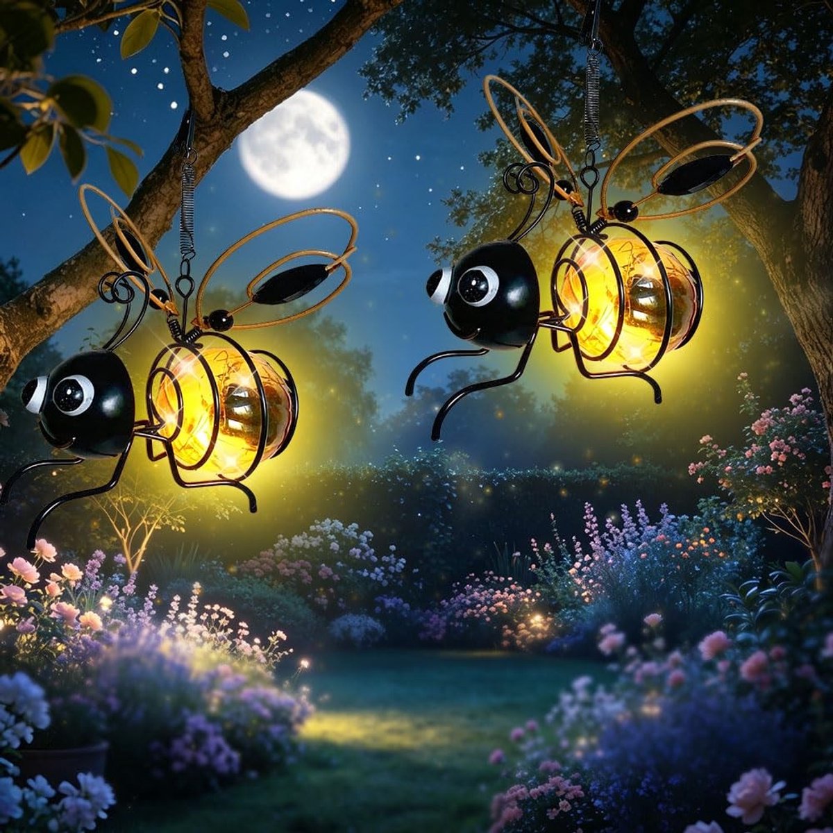 Omgoods - Set van 2 Solar Lantaarns met Veerclips voor Buitenverlichting