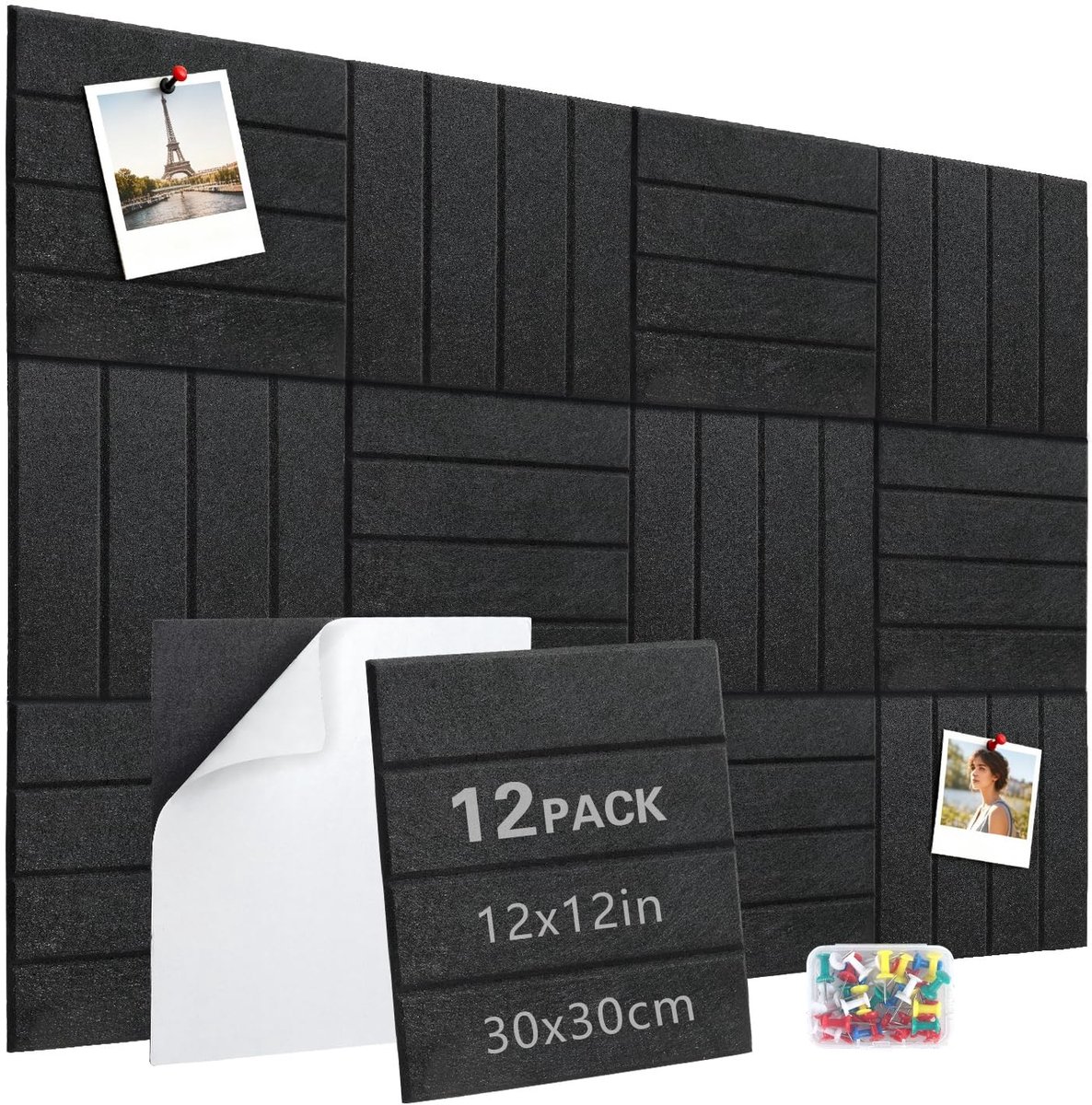 Omgoods - Set van 12 Grote Korkbordtegels - Zelfklevend 30 x 30 cm voor Organisatie en Weergave