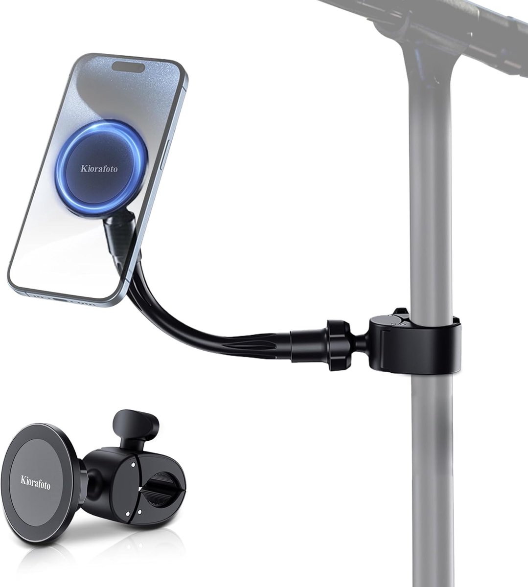 SnelShoppen - Microfoonstandaard Telefoonhouder 11 Inch Magnetische Telefoonhouder met Afneembare Gooseneck en Vergrendelbare Hoek voor iPhone 17 16 1