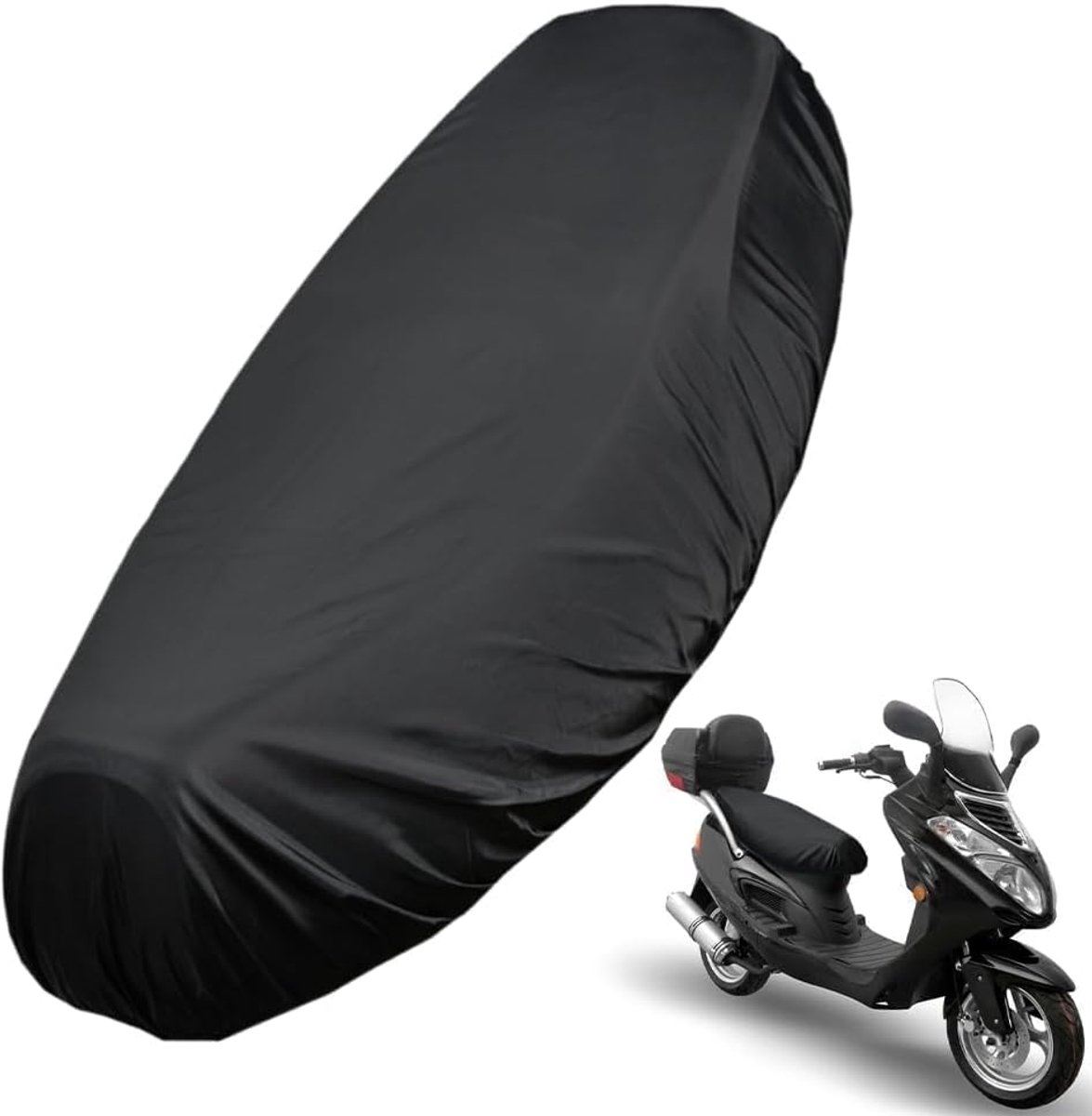 SnelShoppen - XL Motorcycle Saddle Cover - Zwart, Waterdicht Oxford Stof, Bescherming voor Motorfiets, Scooter & Moped, Elastische Dust Cushion Cover