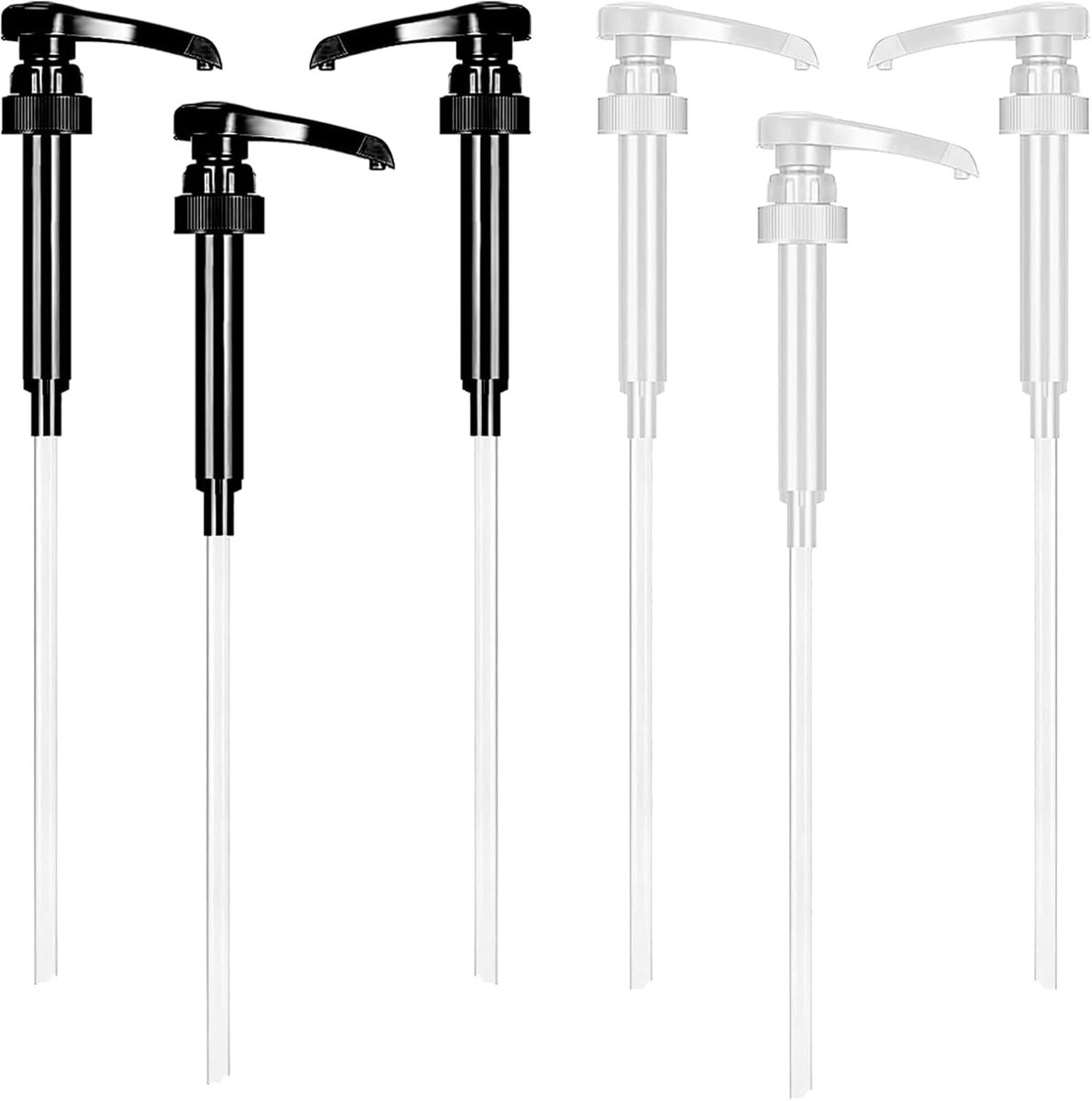 SnelShoppen - 6 Pcs Syrup Dispenser Pump, Herbruikbare Pomp Dispenser voor 500ml/1000ml Flessen, Lange Slang, Stevige Plastic, Perfect voor Keuken en