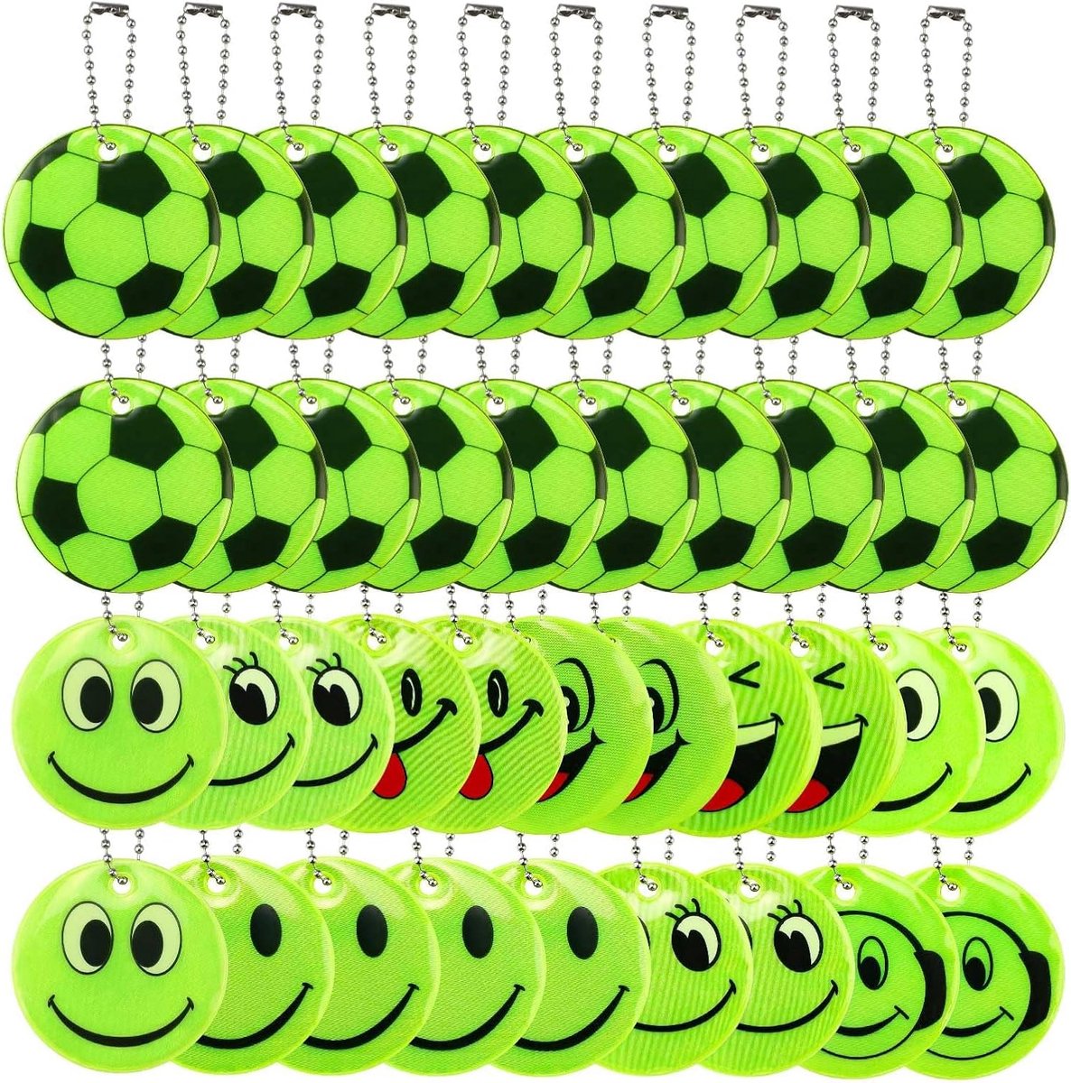 SnelShoppen - 40 Stuks Reflecterende Bands Luminous Sleutelhanger Hoge Zichtbaarheid Veiligheid Reflectieve Pendant Smiley Hangers voor Fietsen Kamper