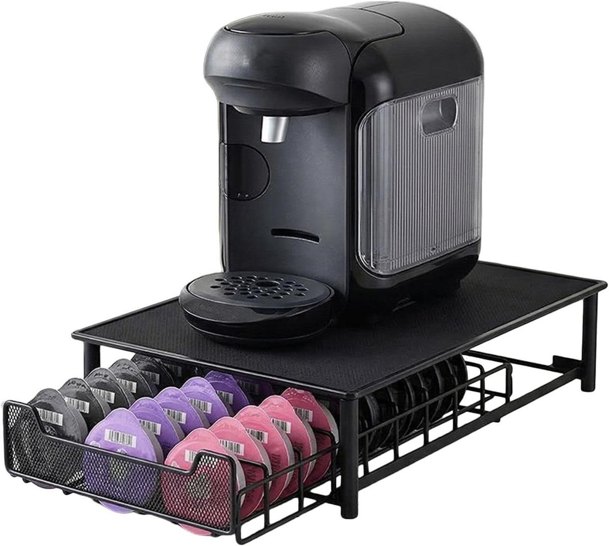 Koffiecups Lade - Koffiemachine Organizer - Koffiezetten Organiseren - Uitschuifbare Lade - 42x28x9.5 cm - Zwart