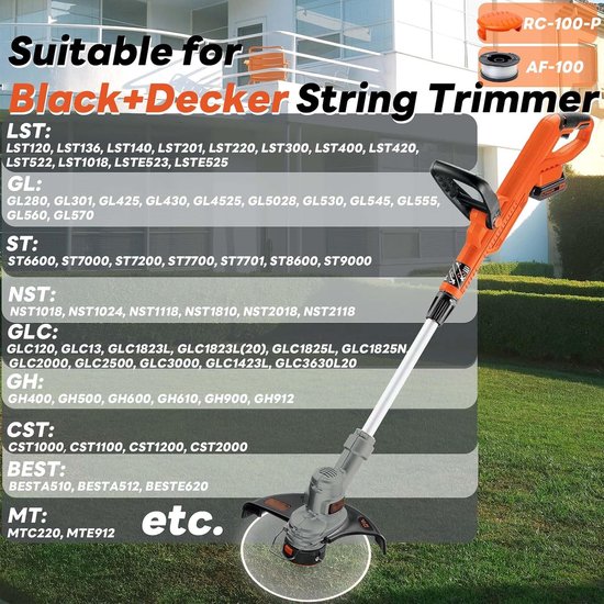 Spoelen, compatibel met Black & Decker grastrimmer, Ø 1,65 mm, 10 m trimmerspoel, bevat 12 reserve trimmerspoelen, 3 reservespoelafdekking en 3 reserveveren — afbeelding 3