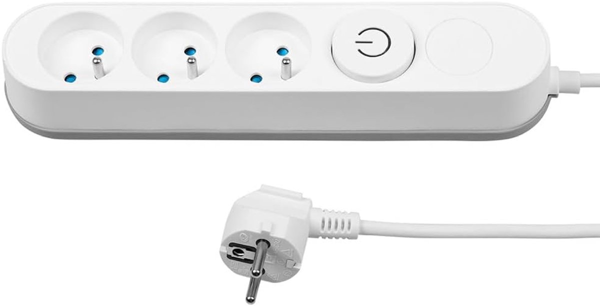 Stekkerdoos met Voetschakelaar - Stopcontactenblok - Apparaten Aansluiten - 3 Groepen - 1 Meter Kabel - Wit