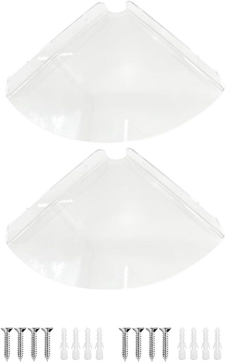 2 PCs Drijvend Opslaghoekrek, Opslagvertoning Muurrek voor Badkamers Keukens Slaapkamers Woonkamers, transparant