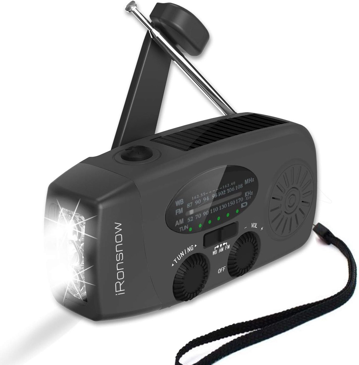 SnelShoppen - Upgrade 2000mAh Noodradio met Handcrank en Zonne-energie - AM FM WB Radio met 3 LED Zaklamp en Powerbank voor Smartphone - Ideaal voor C