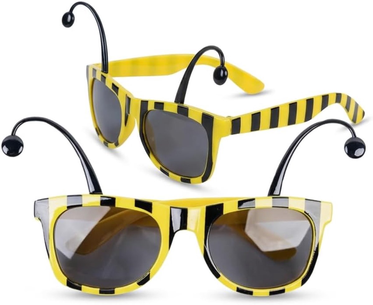 2 stuks bijenbril, feestbril, grappige zonnebril, geel, voor carnavalskostuum, dames en heren, grappige leuke bril, accessoires voor themafeest, fotobox, rekwisieten, bijenkostuum, accessoireset