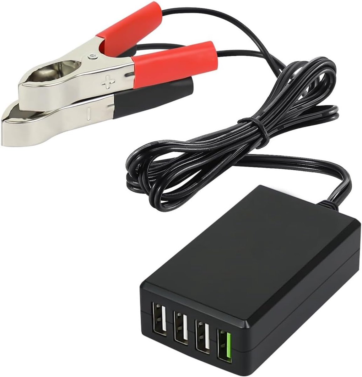 12-24V batterijclip naar 4-poorts USB-autolader step-down converter voor telefoonpad en tabletladers