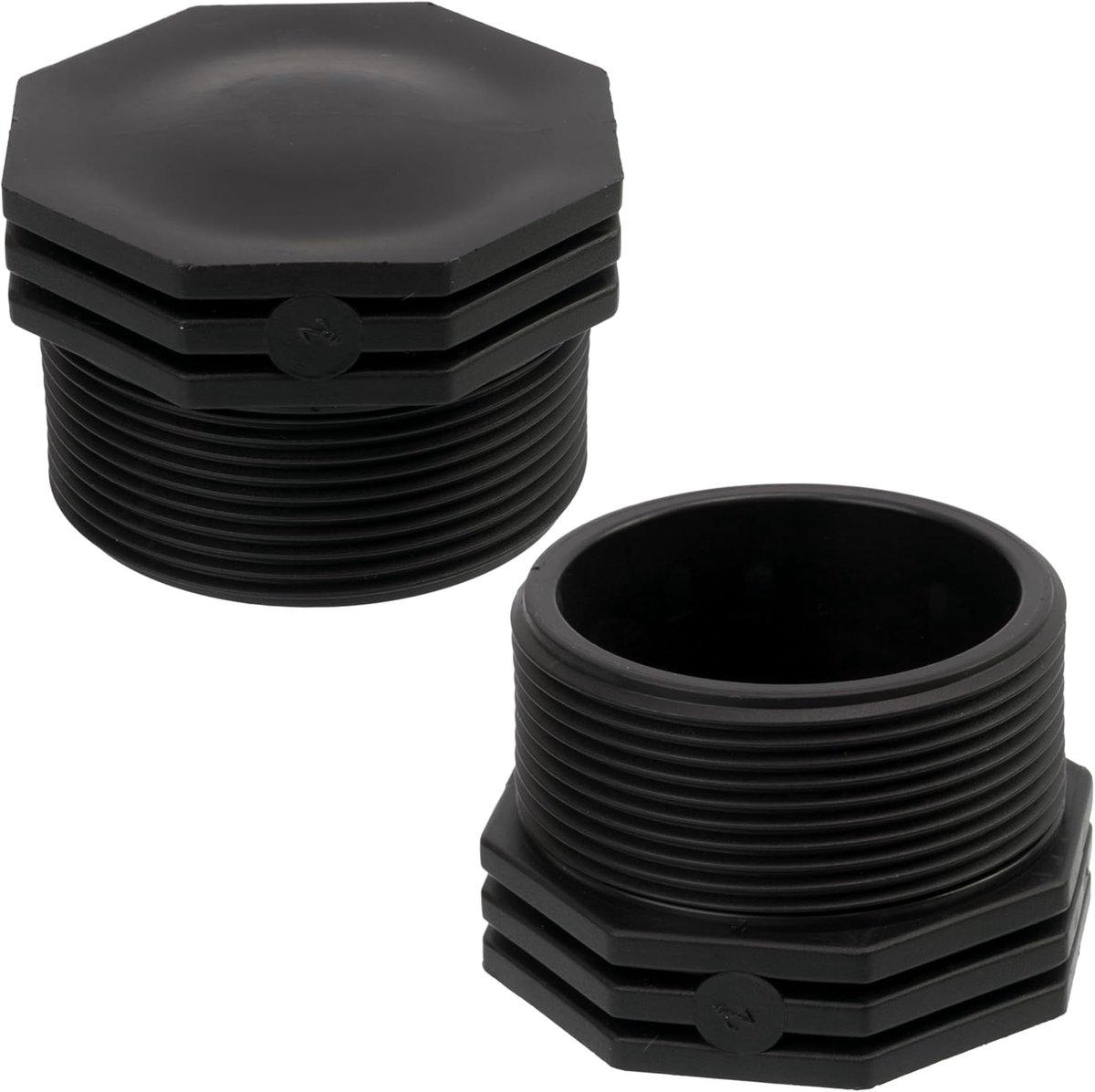 - C75023 - Set met 2 stekkers mannelijk 2 inch om te schroeven voor irrigatieslang druppelsysteem - druk max. 10 bar - van polyethyleen - verbindingsstuk voor irrigatiecircuit