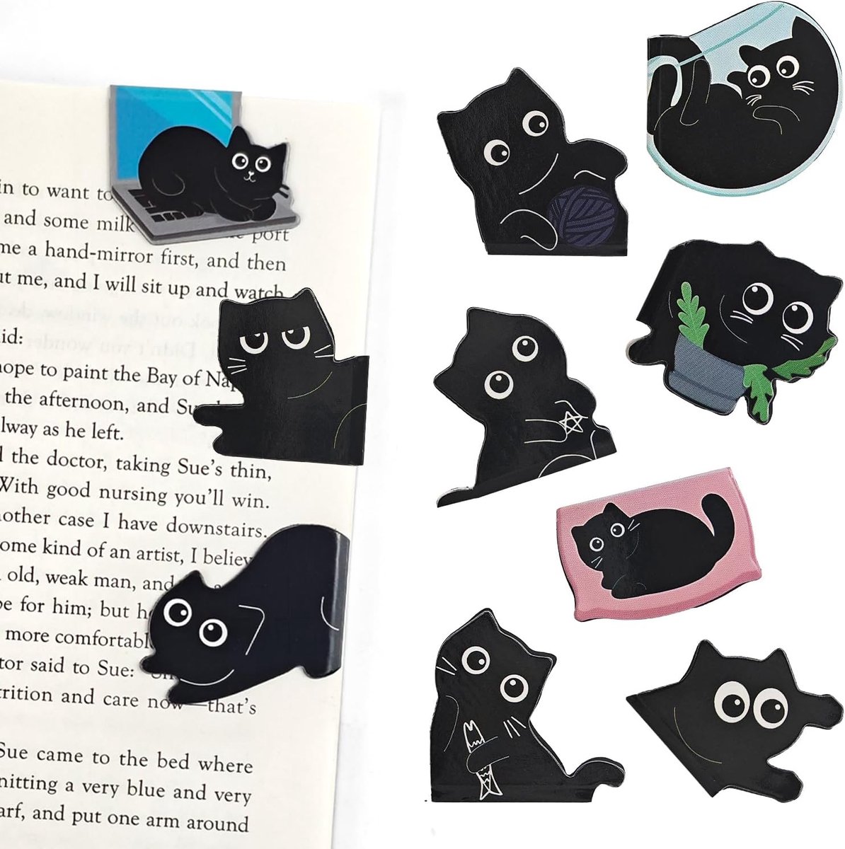 Magnetische boekenleggers zwarte kat - schattige bladwijzer kat voor kinderen (10) - ShopVlot