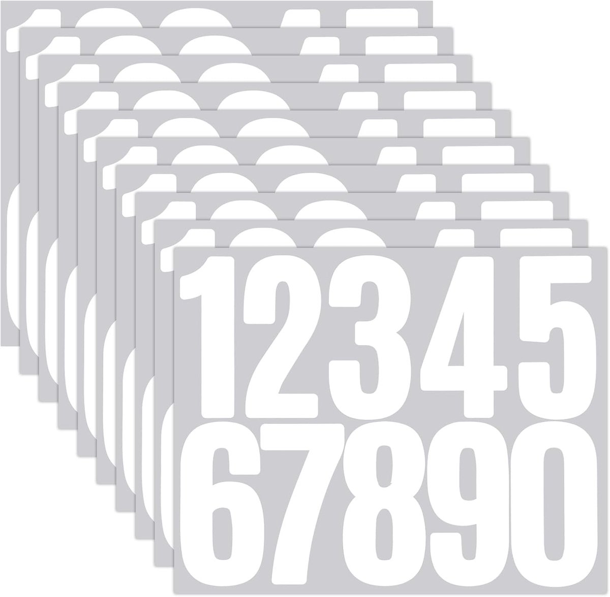 SnelShoppen - Reflecterende Postbus Nummer Stickers Buiten 7.5cm Vinyl Waterdicht Witte Cijfer Stickers 0-9, Sterk Zelfklevend Grote Huisnummer Sticke