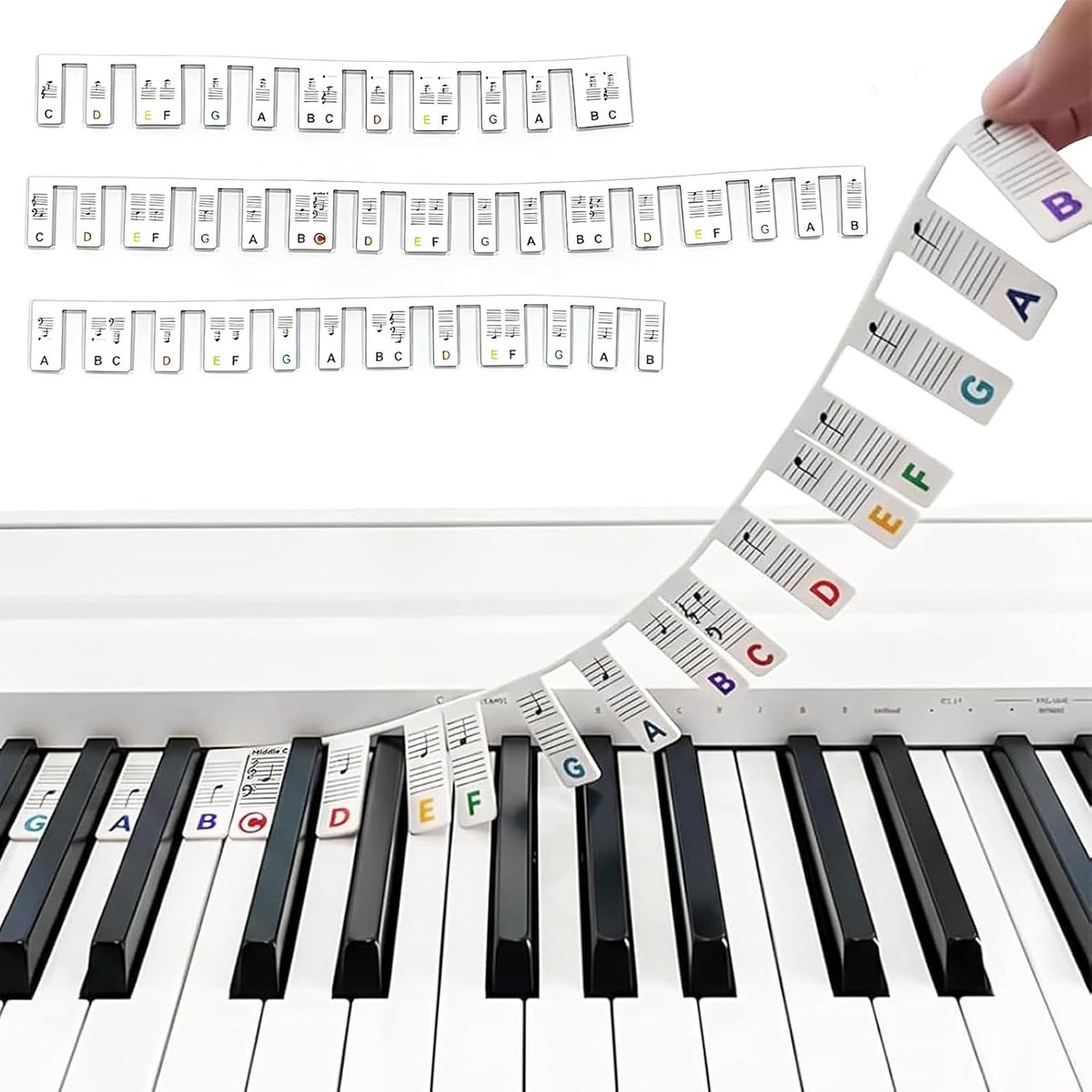 SnelShoppen - Verwijderbare Piano Toets Labels voor 88 Toetsen Piano, Herbruikbare Silicone Piano Stickers, Geschikt voor Beginners en Kinderen, Makke