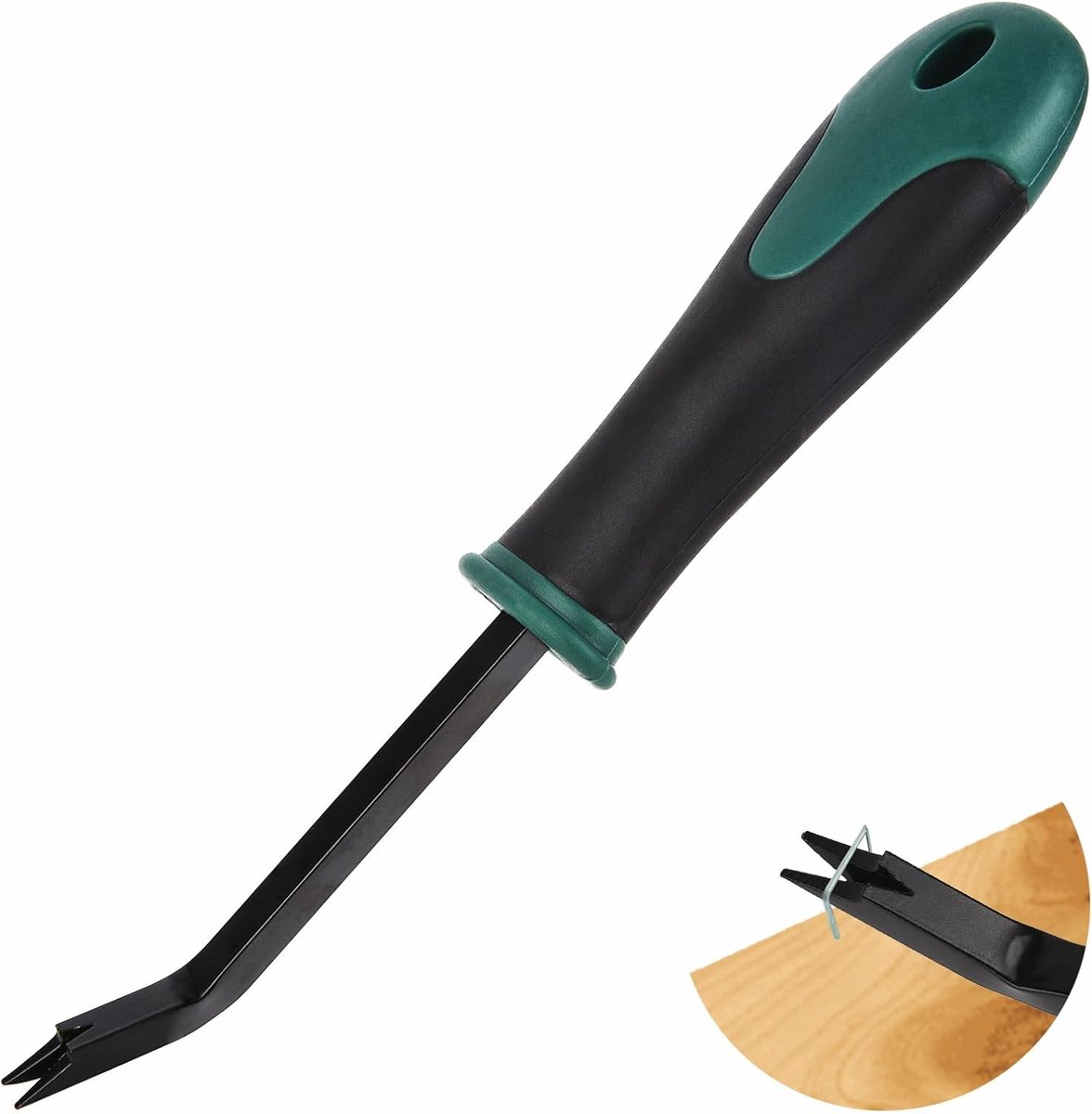 meubelnagelverwijderaar, gereedschap, duurzame nietjesverwijderaar, paperklauwgereedschap, sterkte, nietjestrekker, nageltrekker, metalen kop, nageltrekker, gereedschap, groen