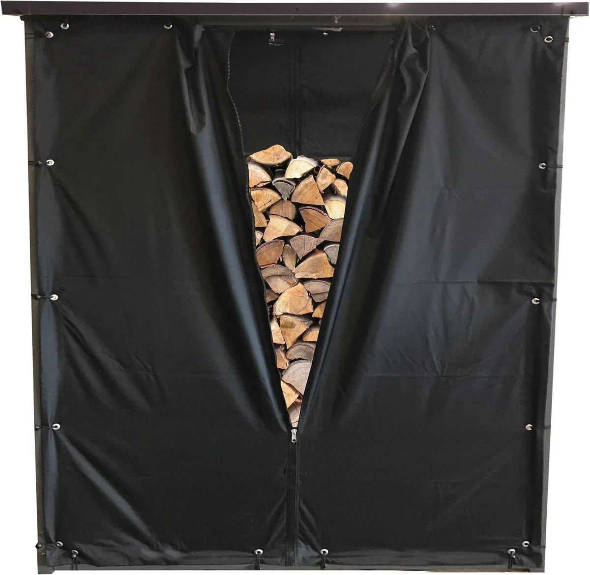 STAR weerbestendige set voor- en achterwand voor haardhouten onderstel XXL 185 x 70 x 185 cm PVC zwart