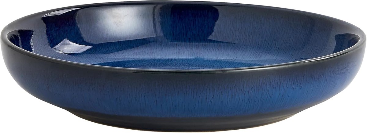 Glazuur Serveer Pasta Kom, 25,5cm Keramische Brede Slakommen, 50 Ounce grote Fruitschaal voor Keuken, Magnetron Vaatwasser Veilig (Blauw)