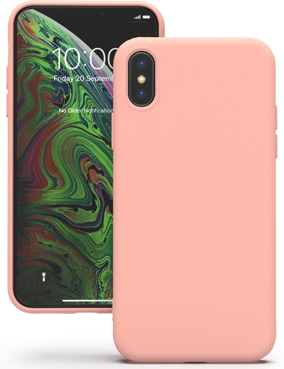 Case voor iPhone XS Hoesje, Zachte Siliconen Hoes met Precieze Camera Uitsparingen, Ultradun Ontwerp, 360° Bescherming met Verhoogde Randen - Roze