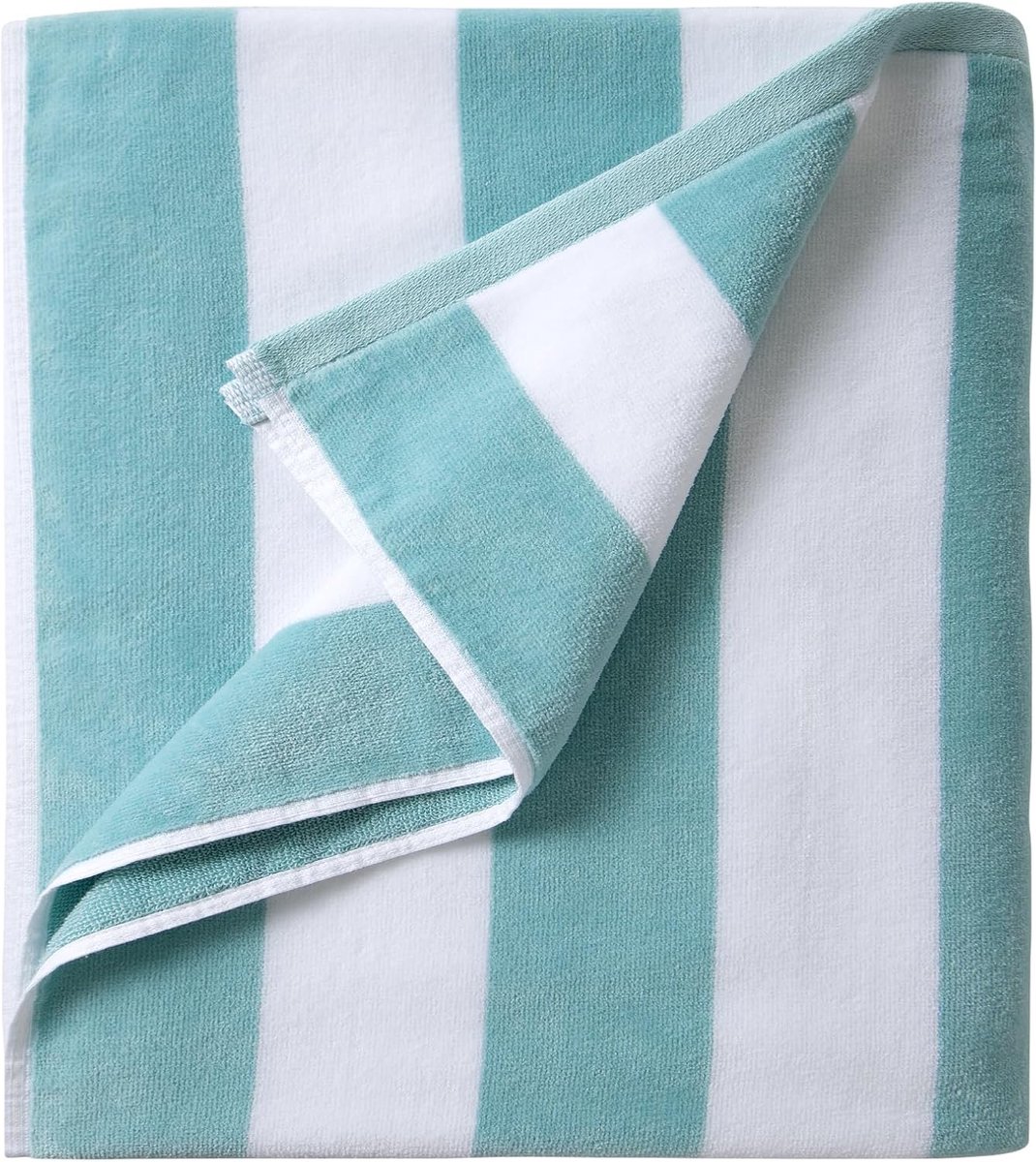 Pluche oversized strandlaken - pluizig katoen 96 x 180 cm mystiek blauw gestreept badhanddoek, grote zomer zwemmen cabana handdoek