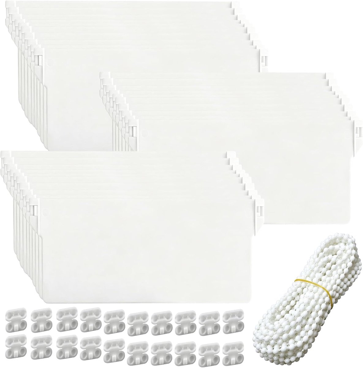 30 stuks 127 mm verzwaringspanelen met 10 m witte ketting, 20 kettingverbinders, reserveaccessoires, gewicht voor verticaal rolgordijn, gordijn, deur, raam