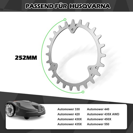 spikes trekverbetering geschikt voor Husqvarna Automower 420/320/430X /435X /440/450X met ontbramen en puntgras 255 mm voor accessoires wielen zonder wiel. — afbeelding 3
