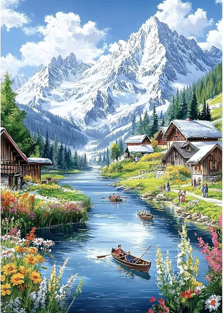 Alpen Sneeuwlandschap Diamant Schilderij Set voor Volwassenen,5D Sneeuw Landschap Diamantart,DIY Mozaïek Set voor Beginners,Volledige Ronde Boor Huisdecoratie 30x40cm