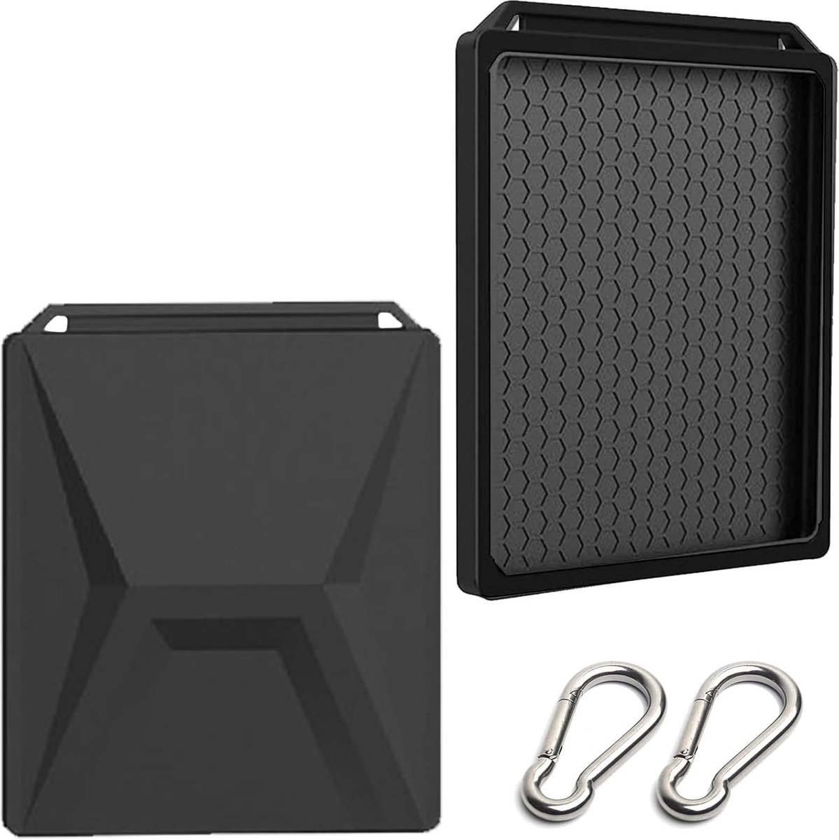 Siliconenhoes Zwart voor Starlink Mini met 2 Karabijnhaken, Accessoires voor Starlink Mini, Valbestendige en Waterdichte Siliconenhoes voor Reizen en Kamperen