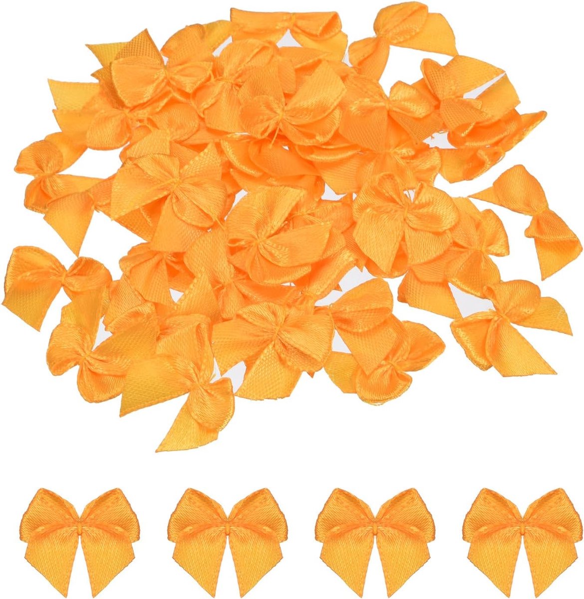 sourcing map 50 stuks mini satijnen strikjes 2,5 cm stof satijnen strik bloem bogen lint mini band strikje voor handwerk knutselen naaien haar bruiloft verjaardag feest oranje