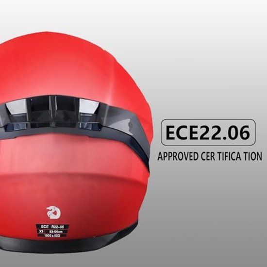 DAWNRISE Integraalhelm met dubbel vizier ECE 22.06 - Robijnrood - Maat XXL