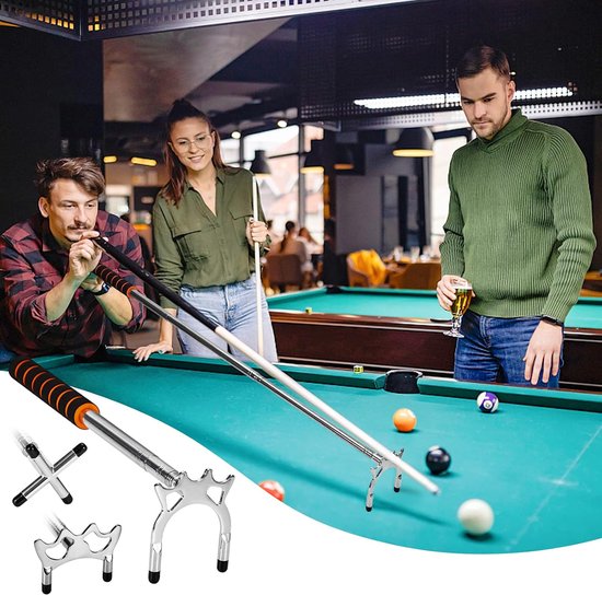SnelShoppen - Opvouwbare Biljartkeu met 3 Verwijderbare Messing Steunkoppen, Steunhouder, Biljartaccessoires voor Biljarttafel en Snooker Spel van Snelshoppen — afbeelding 5