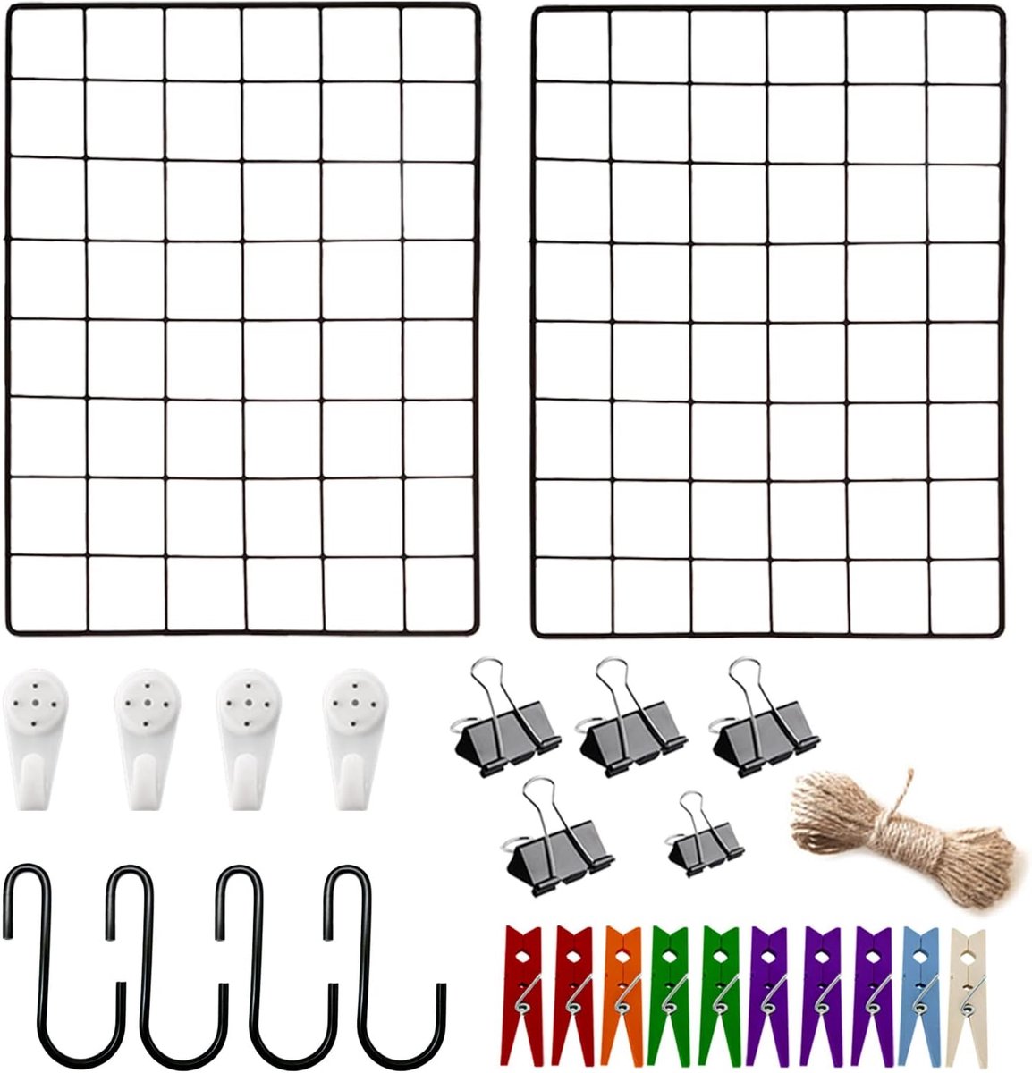 SnelShoppen - DIY fotowand rooster voor muurdecoratie, verstelbaar, ijzerdraad, 2 stuks, niet-afdrukbare haken, voor woonkamer, slaapkamer, kantoor