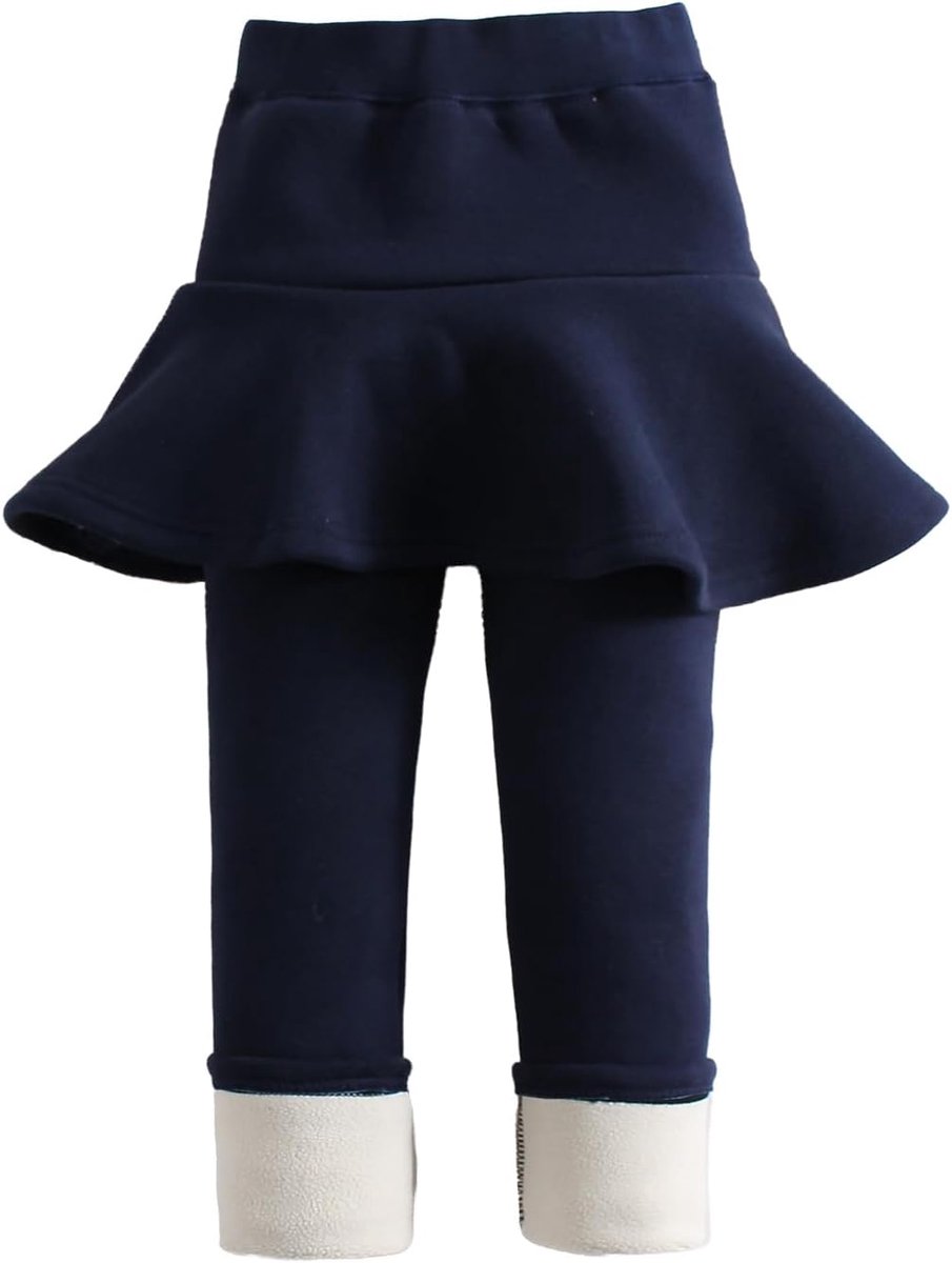 Leggings voor meisjes, met rok, thermische voetloze panty met rok, donkergrijs/lichtgrijs/zwart/marineblauw, voor 4-10 jaar
