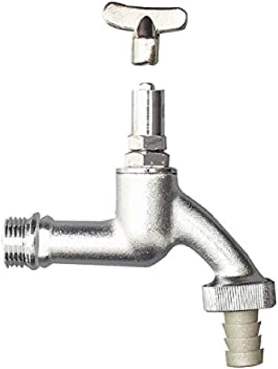 TEC300701 Uitloopventiel met ventielsleutel en slangverbinding, 1/2 inch, mat chroom