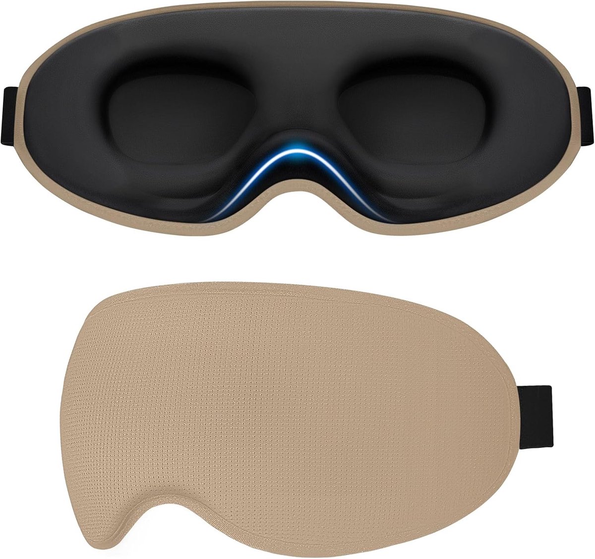 Slaapmasker voor Zijslapers, Dames en Heren, Verbeterd 3D-Slaapmasker met Verstelbare Elastische Band, Huidvriendelijk, Ergonomisch Oogmasker voor Slapen, Vluchten, enz - Bruin