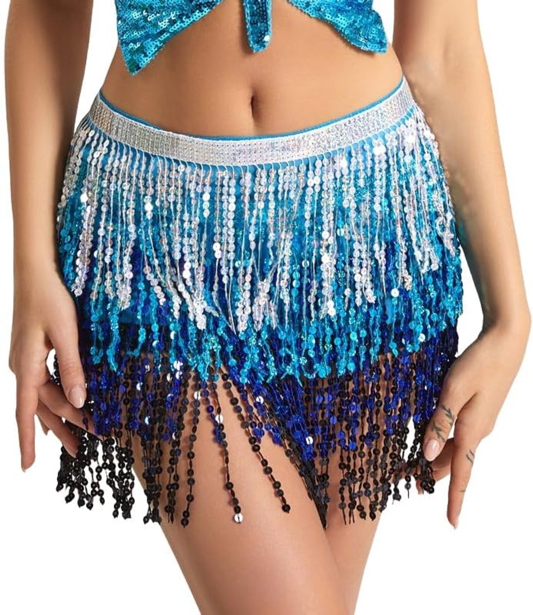 Pailletten rok glitter rok buikdans heupdoek kostuum dames festival outfit dames