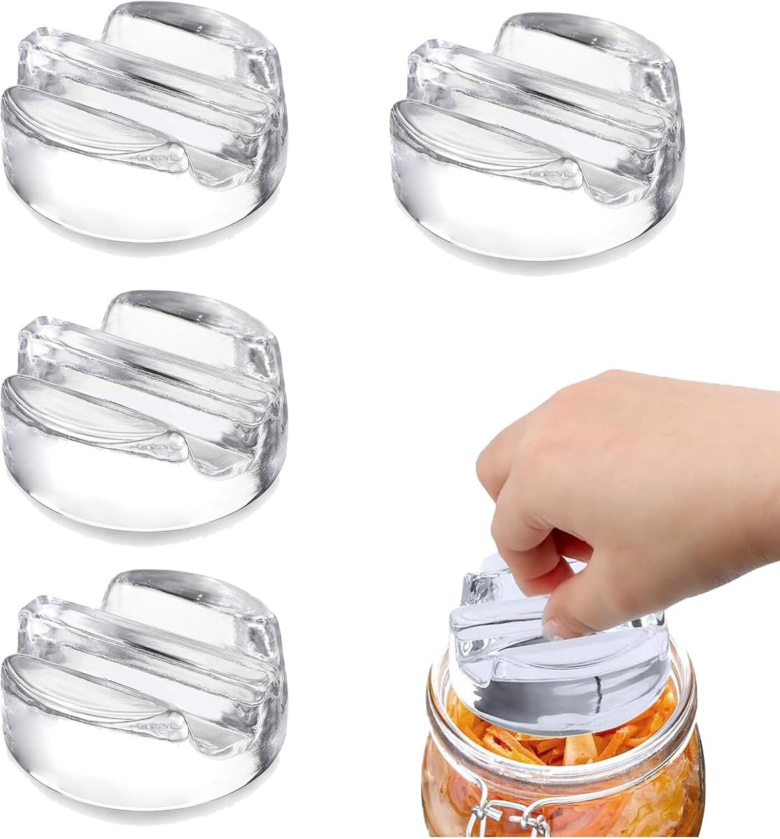 4 stuks fermentatiegewichten, fermentatie glasgewichten diameter 7 cm, glazen gewichten voor gisting met brede opening, fermentatie glasgewichten voor het fermenteren van zuurkool, wortelen, kimchi