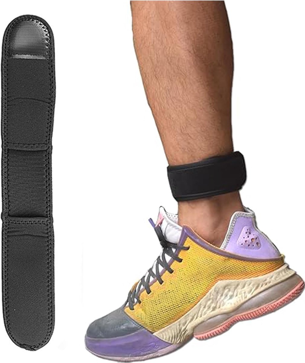 Enkelband verstelbaar 40 cm - sportarmband zwart - klittenbandsluiting - ideaal voor hardlopen - ShopVlot