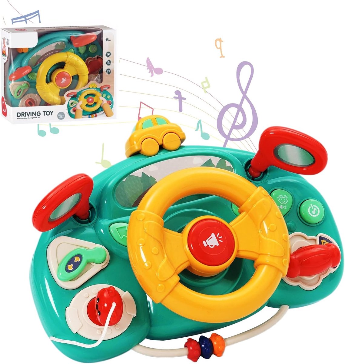 speelgoed voor kinderen, multifunctioneel autostuur met licht en geluiden, kinderen gesimuleerde rijsimulator, autosimulatie, speelgoed, cadeau voor jongens en meisjes vanaf 3 jaar